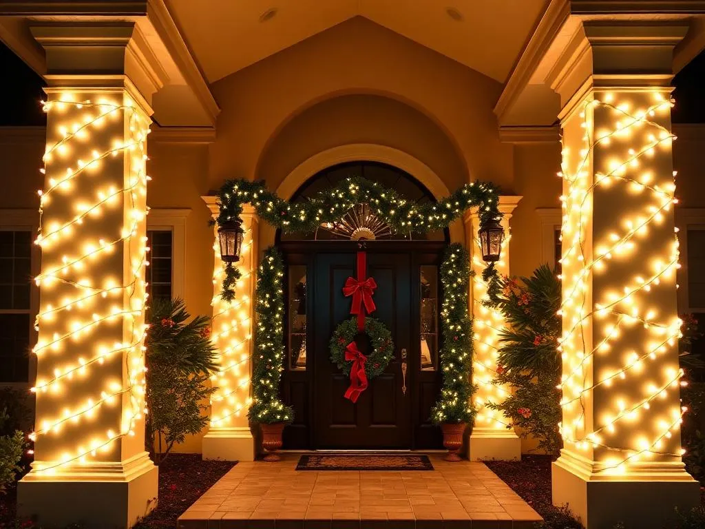 The same home glowing with professionally installed C9 Christmas lights