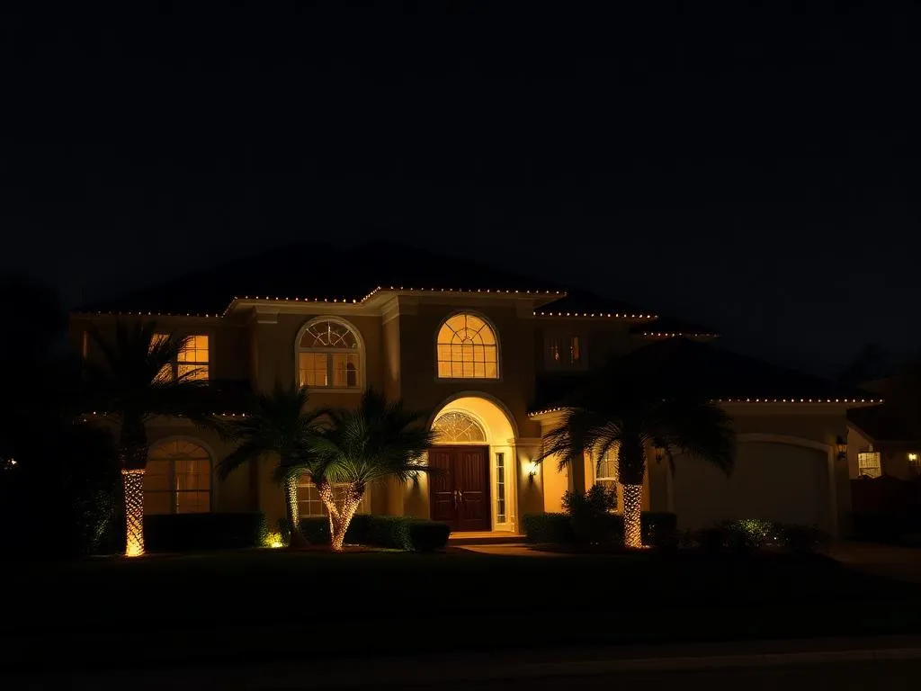 House front before WAHOO! Christmas lights